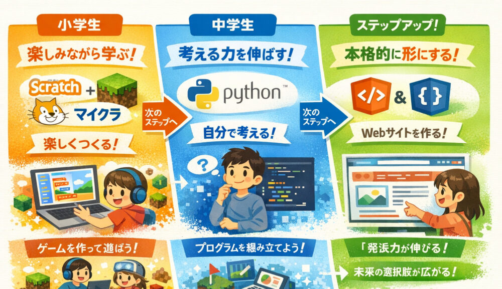 小中学生向けプログラミング講座更新しました